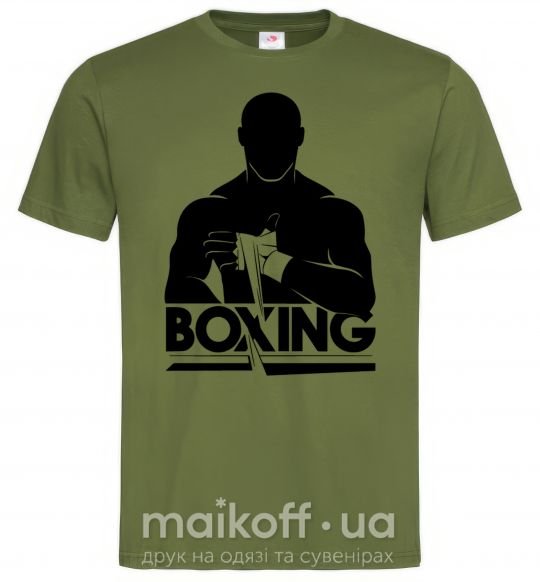 Мужская футболка Boxing man Оливковый фото