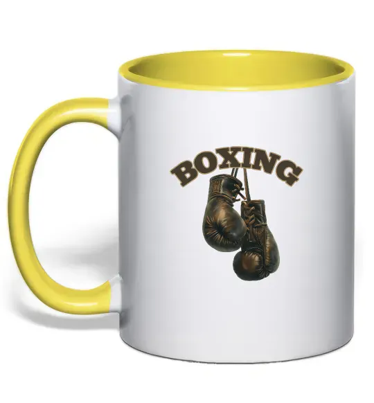 Чашка с цветной ручкой Перчатки бокс Солнечно желтый фото