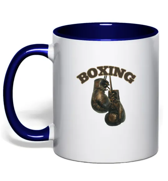 Чашка с цветной ручкой Перчатки бокс Глубокий темно-синий фото