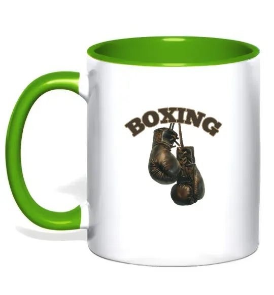 Чашка с цветной ручкой Перчатки бокс Зеленый фото