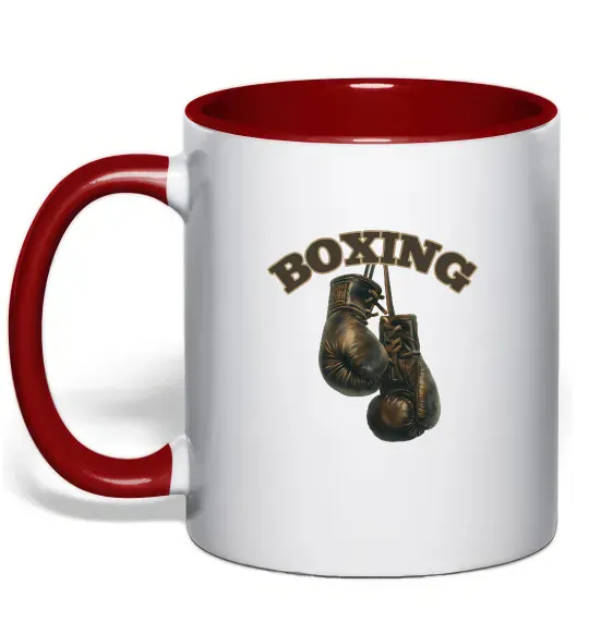 Чашка с цветной ручкой Перчатки бокс Красный фото