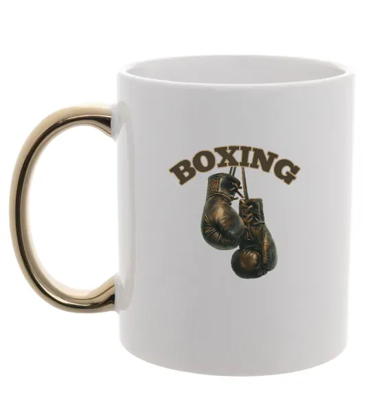 Чашка с цветной ручкой Перчатки бокс Золото фото