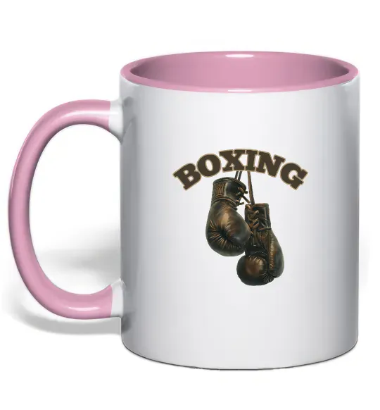 Чашка с цветной ручкой Перчатки бокс Нежно розовый фото