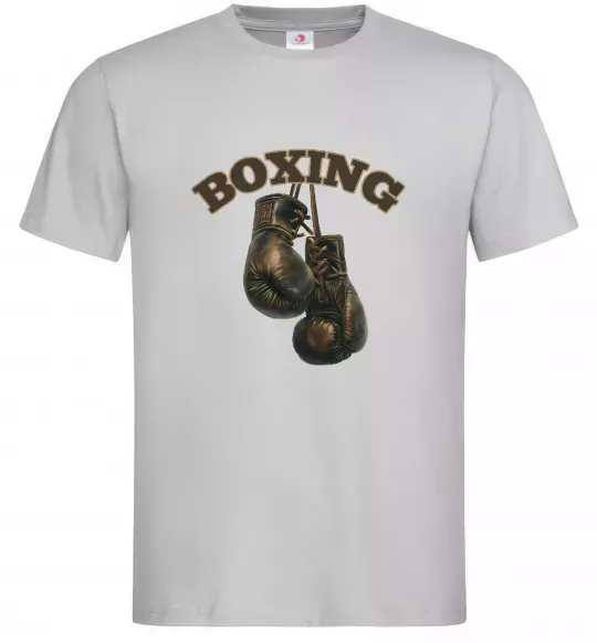 Чоловіча футболка Перчатки бокс Сірий фото