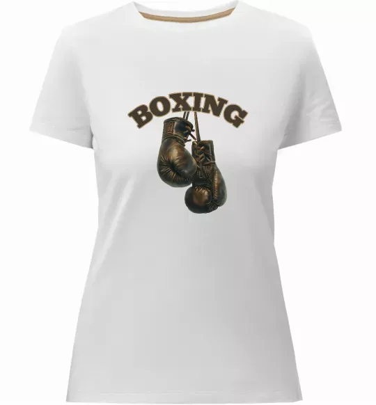 Жіноча преміум футболка Перчатки бокс Білий фото