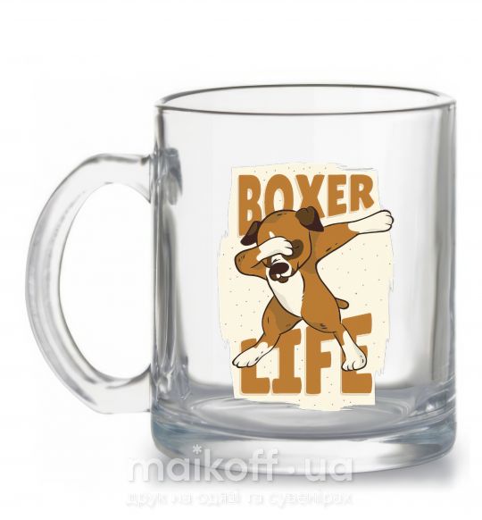 Чашка скляна Boxer life Прозорий фото