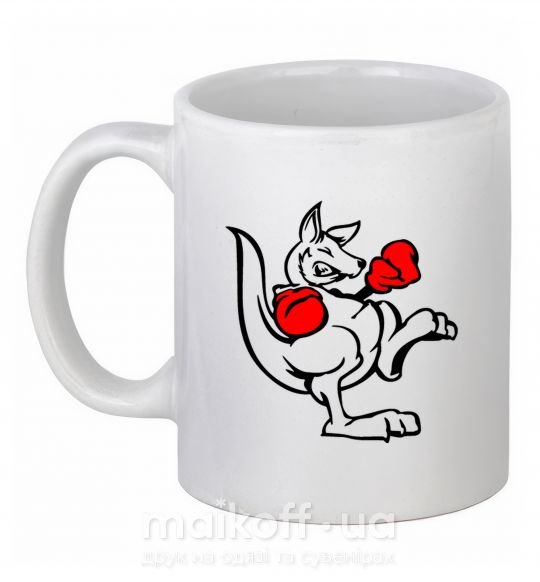 Чашка керамічна Кенгуру боксер Білий фото