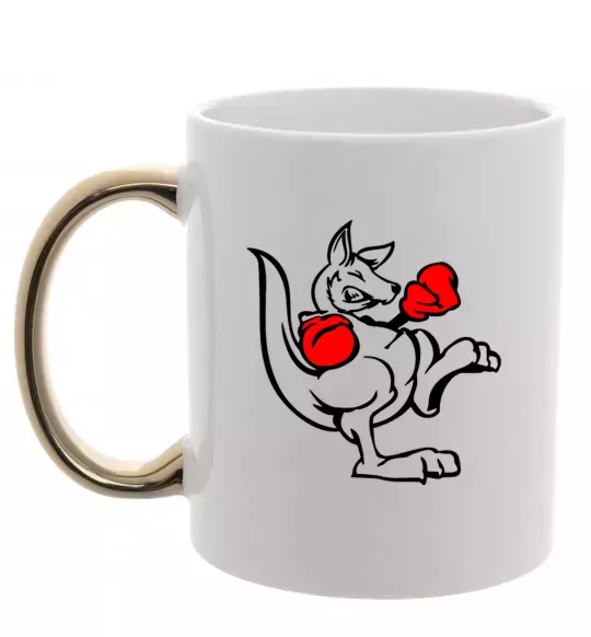 Чашка с цветной ручкой Кенгуру боксер Золото фото