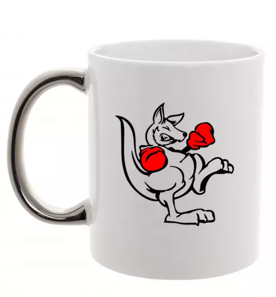 Чашка с цветной ручкой Кенгуру боксер Серебро фото