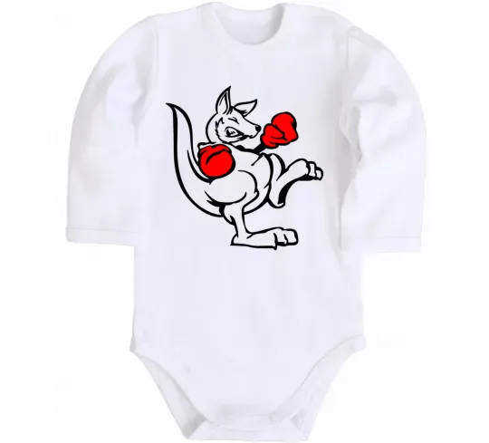 Детский боди Кенгуру боксер Белый фото