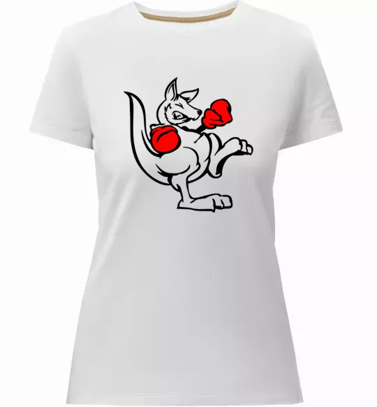 Жіноча преміум футболка Кенгуру боксер Білий фото