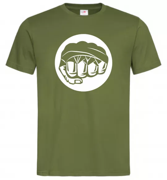 Мужская футболка Кулак боксер Оливковый фото