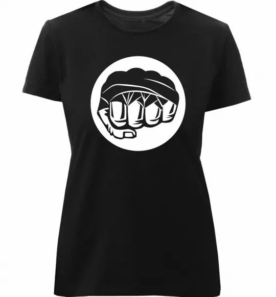 Женская премиум футболка Кулак боксер Черный фото