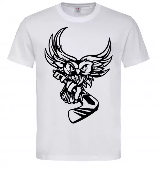 Мужская футболка Сова з хокейною клюшкою Белый фото