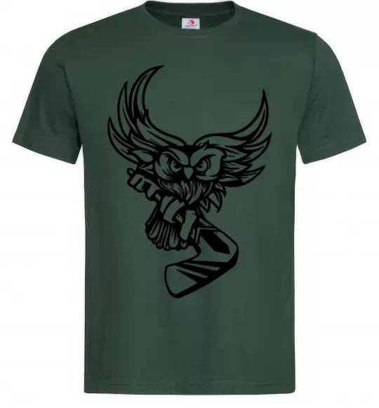 Мужская футболка Сова з хокейною клюшкою Темно-зеленый фото