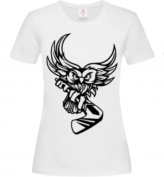 Женская футболка Сова з хокейною клюшкою Белый фото