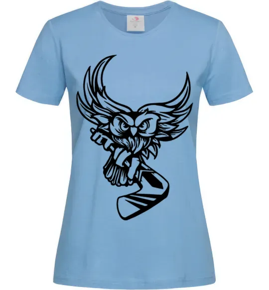 Женская футболка Сова з хокейною клюшкою Голубой фото