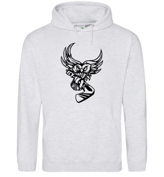 Жіноча толстовка (худі) Сова з хокейною клюшкою Сірий меланж фото