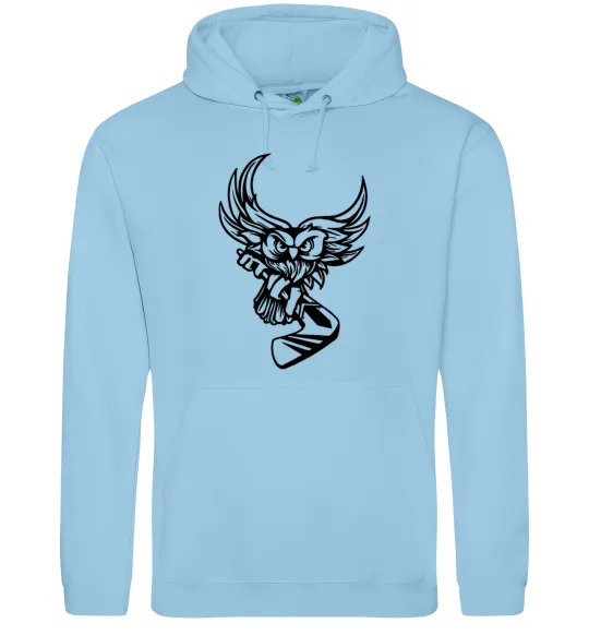 Жіноча толстовка (худі) Сова з хокейною клюшкою Блакитний фото