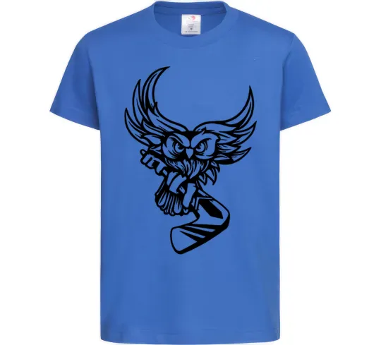 Детская футболка Сова з хокейною клюшкою Ярко-синий фото