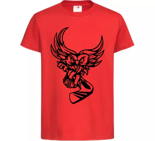 Детская футболка Сова з хокейною клюшкою Красный фото