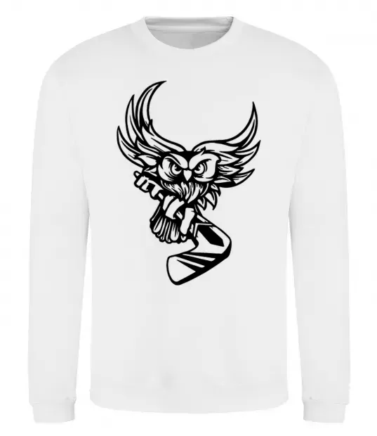 Свитшот Сова з хокейною клюшкою Белый фото