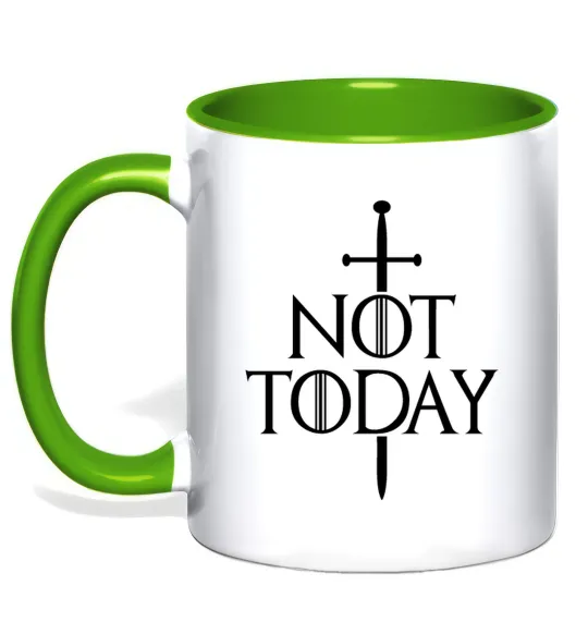 Чашка з кольоровою ручкою Not today Лаймовий фото