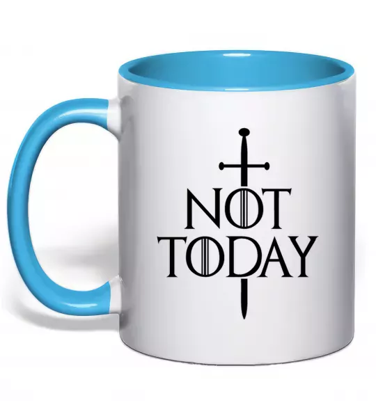 Чашка с цветной ручкой Not today Голубой фото