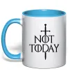 Чашка с цветной ручкой Not today Голубой фото