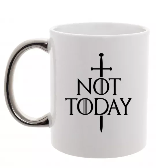 Чашка с цветной ручкой Not today Серебро фото