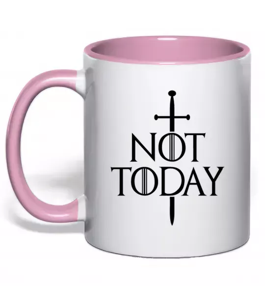 Чашка с цветной ручкой Not today Нежно розовый фото