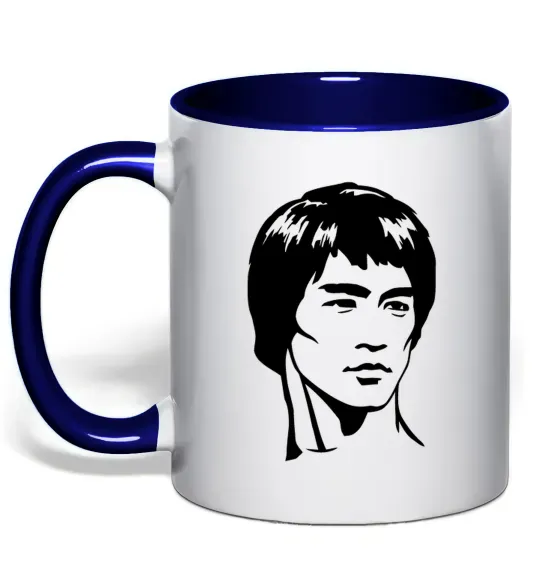 Чашка с цветной ручкой Брюс Лі Глубокий темно-синий фото