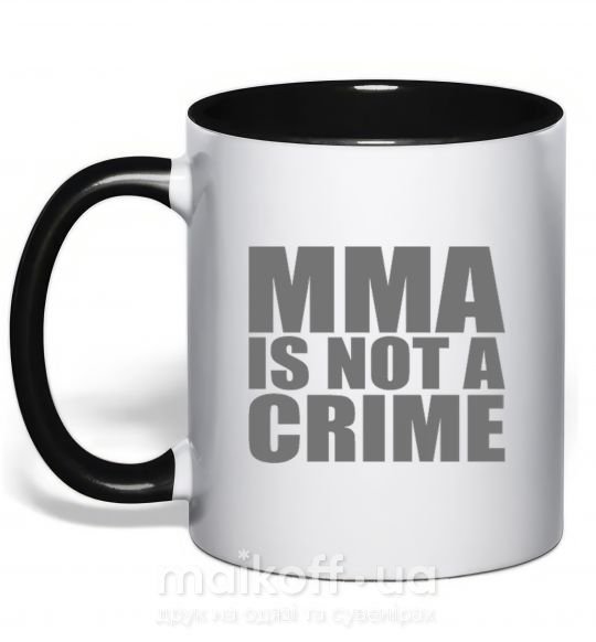 Чашка з кольоровою ручкою MMA is not a crime Чорний фото