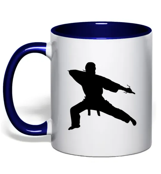 Чашка с цветной ручкой Метатель ножів Глубокий темно-синий фото