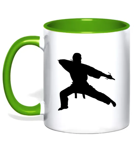 Чашка з кольоровою ручкою Метатель ножів Лаймовий фото