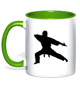 Чашка с цветной ручкой Боєць тхеквондо Голубой фото