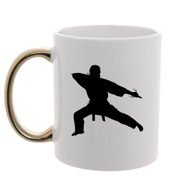 Чашка с цветной ручкой Метатель ножів Золото фото