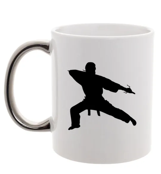 Чашка с цветной ручкой Метатель ножів Серебро фото