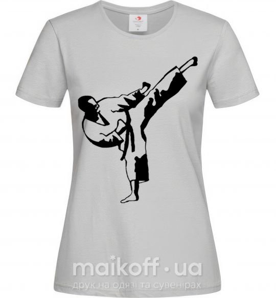 Женская футболка Боец тхэквондо Серый фото