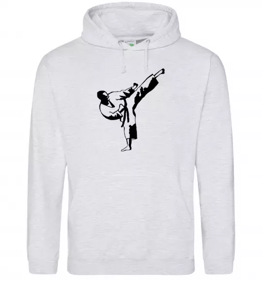 Мужская толстовка (худи) Боєць тхеквондо Серый меланж фото