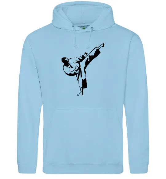 Чоловіча толстовка (худі) Боєць тхеквондо Блакитний фото