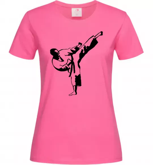 Женская футболка Боєць тхеквондо Ярко-розовый фото