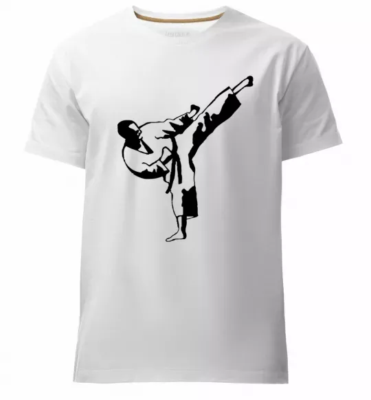 Мужская премиум футболка Боєць тхеквондо Белый фото