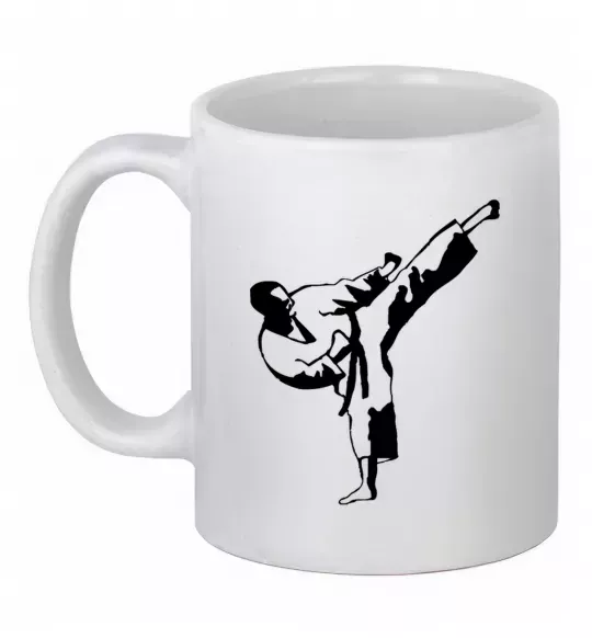 Чашка керамическая Боєць тхеквондо Белый фото