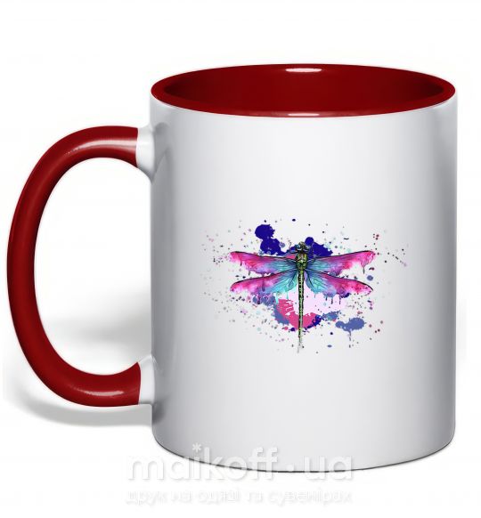 Чашка з кольоровою ручкою Dragonfly Червоний фото