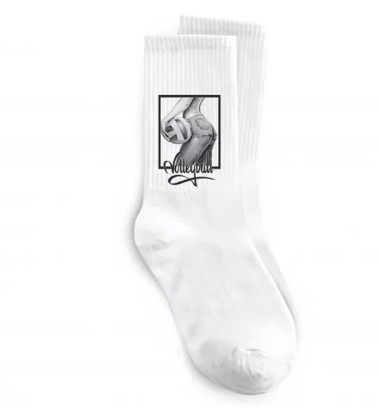 Носки Дівчина з волейбольним м'ячем Белый фото