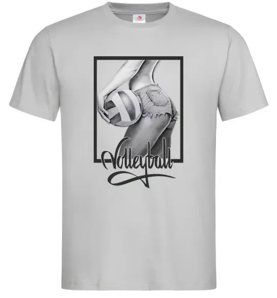 Мужская футболка Дівчина з волейбольним м'ячем Серый фото