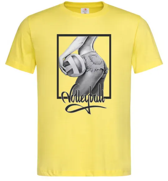 Мужская футболка Дівчина з волейбольним м'ячем Лимонный фото