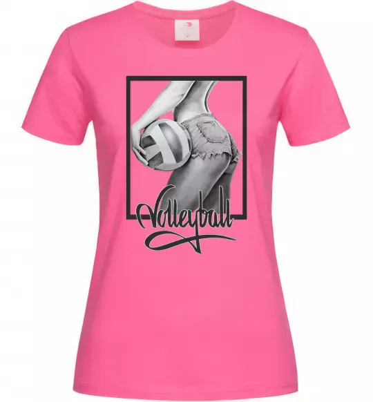 Жіноча футболка Дівчина з волейбольним м'ячем Яскраво-рожевий фото
