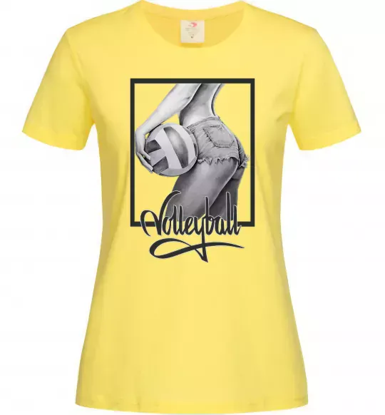 Жіноча футболка Дівчина з волейбольним м'ячем Лимонний фото